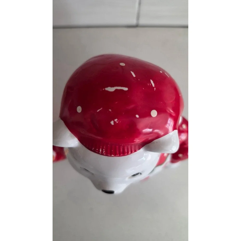 Vintage House of Lloyd Polar Bear Cookie Jar White w/ Red Sweater & Cap 9